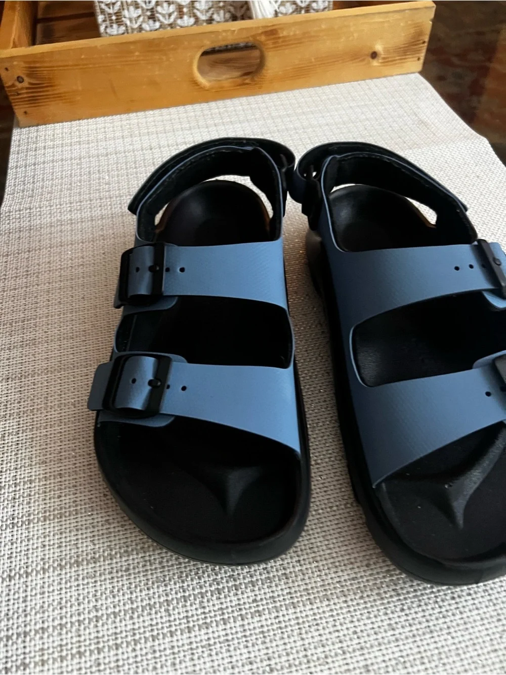 Birkenstock Mogami Women's Terra Birko-Flor Sandals in Blue and Black